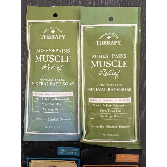 Village Naturals Therapy Mineral Bath Soak Aches & Pains Cold & Allergy Lot of 4 - Picture 2 of 6